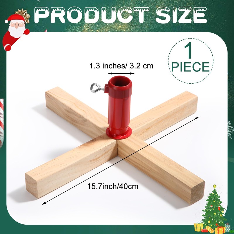 Soaoo Wood Christmas Tree Stand 15.7 Inch Replacement Xmas Tree