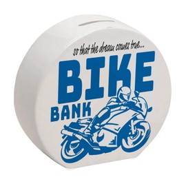 Bike Bank Money Box in Blue on the Theme of Motorcycle Buying and Motorcycling Beautiful Money Box Gift for Money Foxes Who Like a Biker's Dreams or Their Own Dream