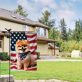 Starlit Patio Patriotic Garden Flag Pomeranian Dog American Flag 4th of July 12x18 Inch Double Sided Seasonal Yard Flag Outdoor Decoration for Porch Lawn Patio Independence Day Memorial Veterans