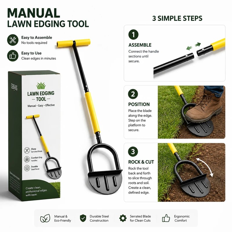 Half Moon Lawn Edger for Yard Borders – Serrated Manual