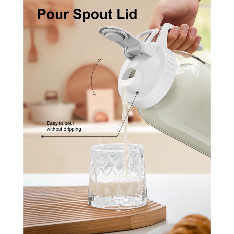Breast Milk Pitcher, Mason Jar 32 oz, Heavy Duty Wide