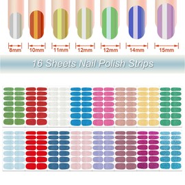 DANNEASY 16 Sheets Nail Wraps for Women Stick on Nail Polish Strips Self Adhesive Nail Stickers Gel Nail Strips Nail Accessories with 1pc Nail File, Cuticle Stick (Glitter)