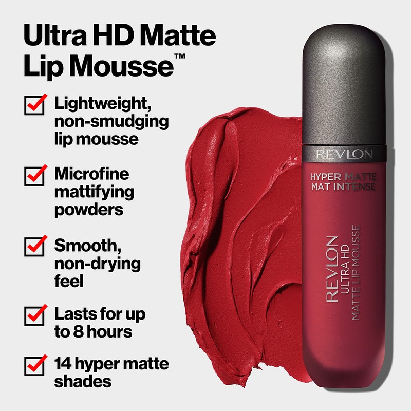 Revlon Ultra HD Lip Mousse Hyper Matte, Longwearing Creamy Liquid