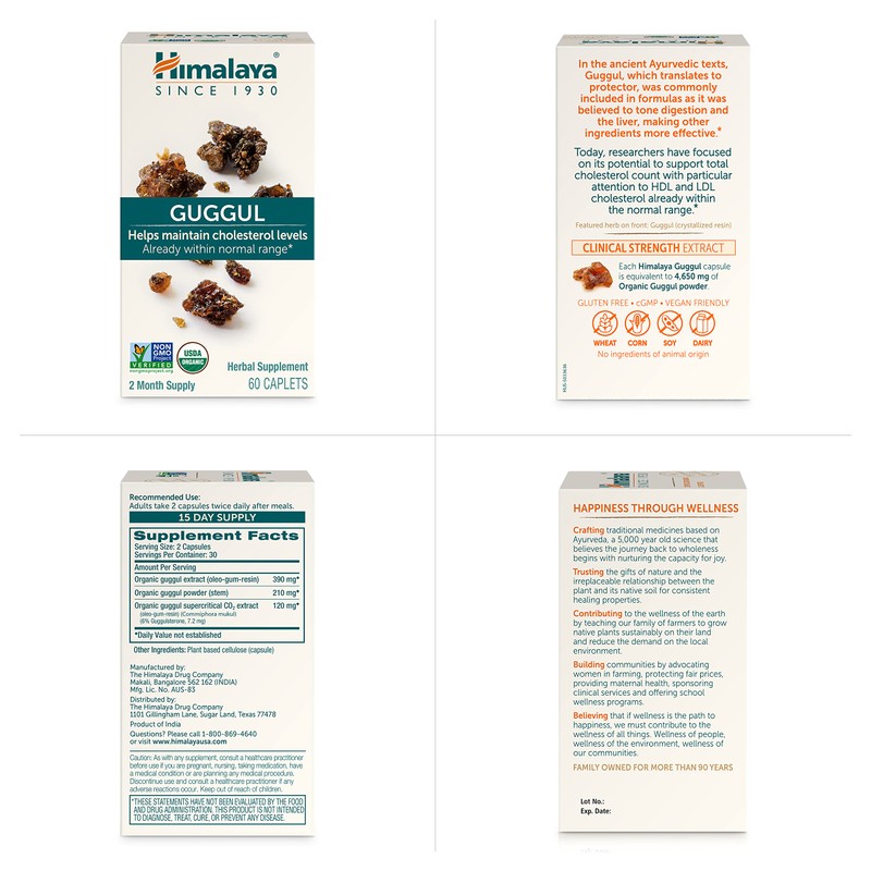 Himalaya Guggul, Cholesterol Supplement for Healthy LDL, HDL, and Triglyceride