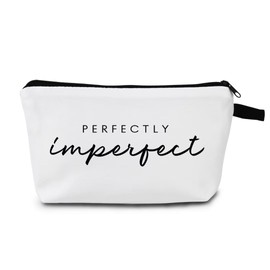 MoCaliduccious Makeup Bags for Women Cosmetic Bag Small Travel Toiletry Zipper Storage Pouch Perfectly imperfect Organizer for Gifts (White)
