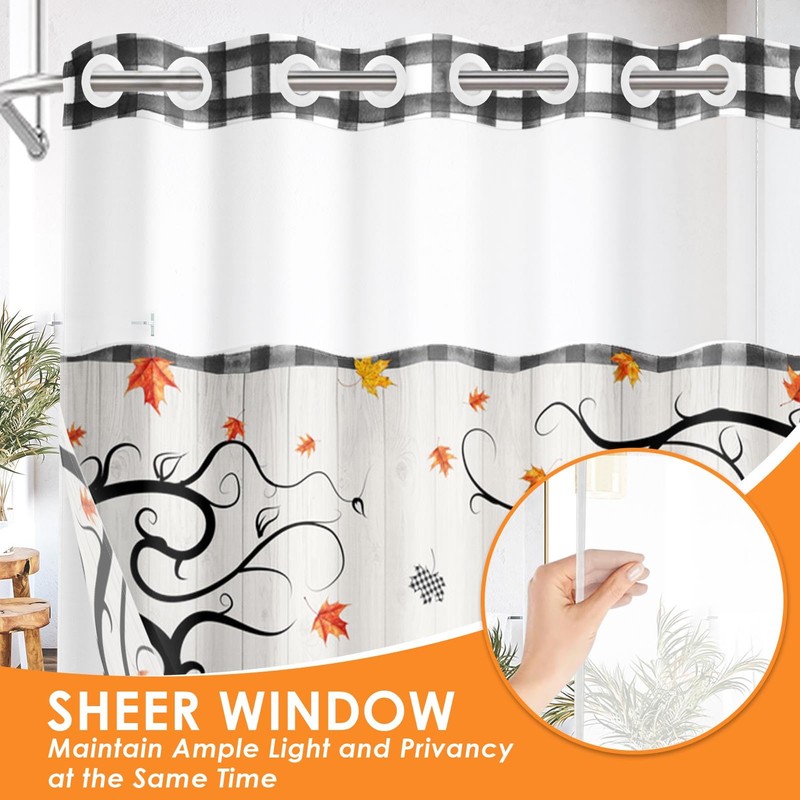 Culudea Fall No Hook Shower Curtain with Snap in Liner,