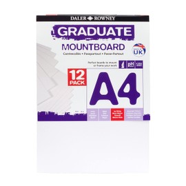Daler-Rowney Graduate A4 Thick Cream Core Mountboard with Smooth Surface Pack, 12 Ice White Boards, Ideal for Presentations, Displays & Students, Ideal for Students
