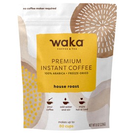 Waka Instant Coffee, House Roast - 100% Arabica Beans, Freeze Dried Granules, No Sugar or Additives - Bulk Bag for Quick Hot and Iced Coffees, Up to 80 Cups (8oz)
