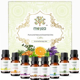 MOJIZA Set de regalo de aceites esenciales de aromaterapia puros, 8 aceites lavanda, árbol de té, menta, incienso, romero, naranja dulce, limoncillo, 