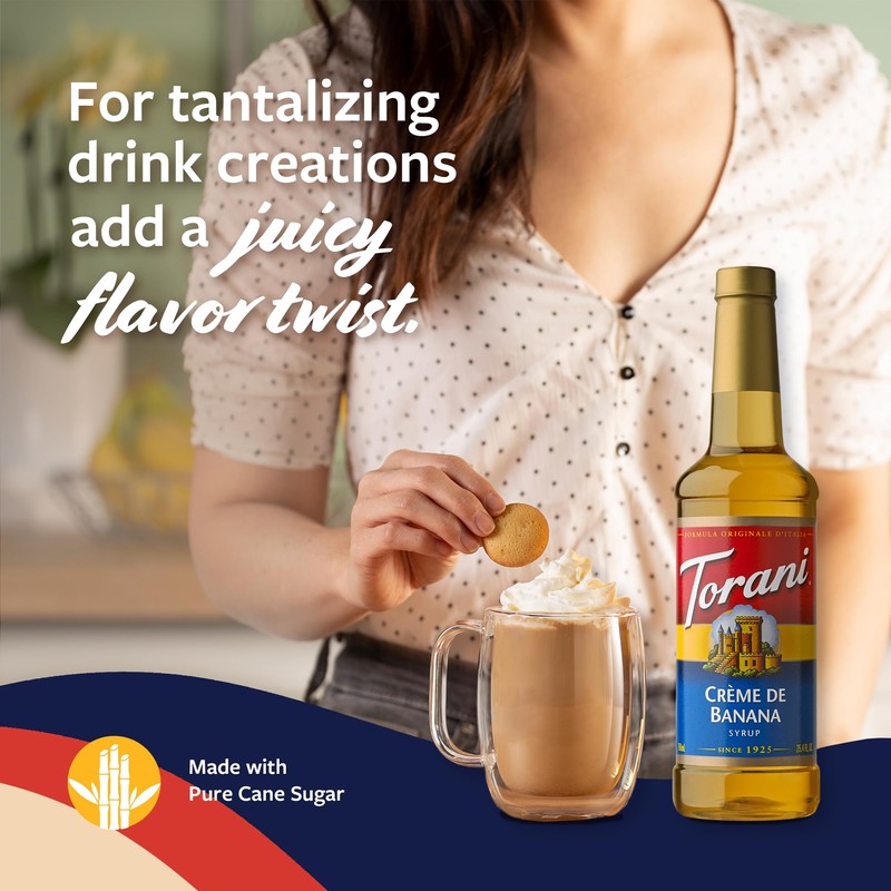Torani Crème de Banana Syrup for Drinks & Desserts, Pump