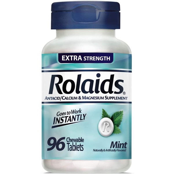 Rolaids Extra Strength Antacid, 96 Chewable Tablets, Mint Flavor, Extra Strength Heartburn Relief