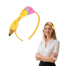 Pejlnd 1Pcs Back to School Pencil Headbands for Women,Hair Accessories Cute White Dots Yellow Pencil Headband Teacher Supplies Hairband Back to School Outfits for Girls Teens Gifts