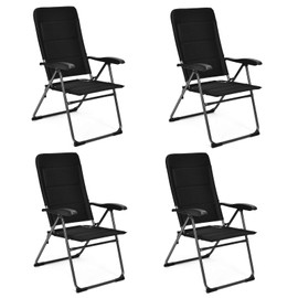 S AFSTAR Patio Folding Chairs, Set of 4 Portable Sling Chairs with Armrests and Adjustable Backrests for Lawn Pool Balcony (4)