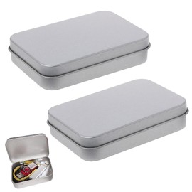 beejune Pack of 2 Tin Cans with Lid, Metal Box, Metal Tins with Lid, Metal Tin, Tin Box, Altoids, for DIY Use, Home Organiser