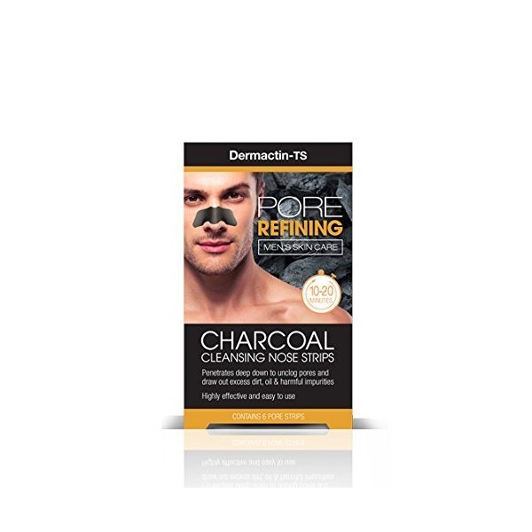 Dermactin-ts Men's Skin Care Pore Refining Charcoal Cleansing Nose Strips, 6 Count