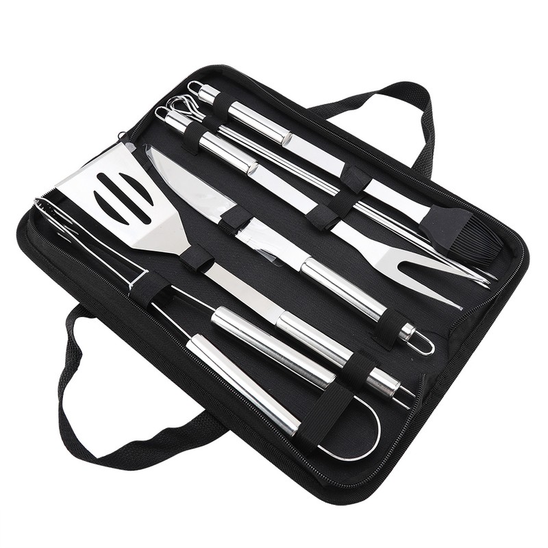 9Pcs/Set Stainless Steel BBQ Tools Set Barbecue Utensils Accessories Kit