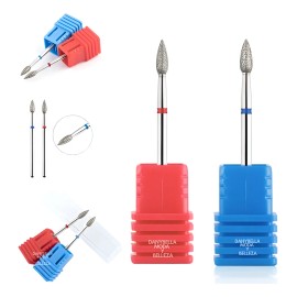 Set 2pzas D Puntas Brocas Acero Tungsteno Para Uñas Cutícula Azul/rojo