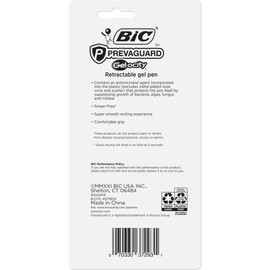 BIC PrevaGuard Gel-ocity Gel Pen With Built-in Protection To Suppress Bacteria Growth On The Pen, Medium Point (0.7mm), Black, 4-Pack