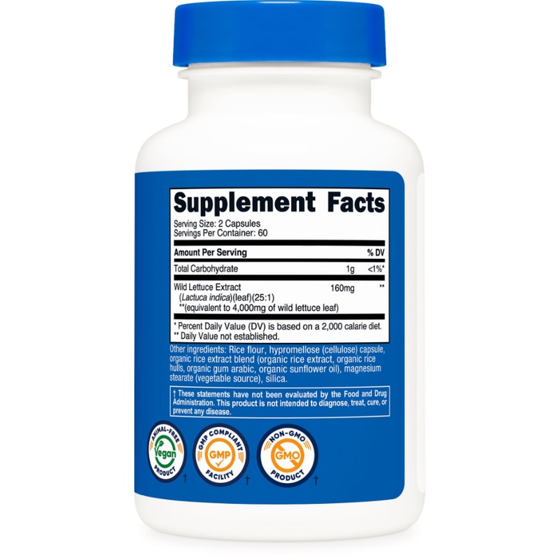 Nutricost Wild Lettuce Extract (4,000 mg Equivalent) 120 Capsules -