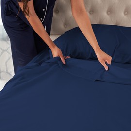 Northwest Ashford Home Essentials Bedding, 4 Piece California King Size Sheet Set, Estate Blue