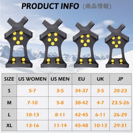 TRIWONDER Anti-Slip Sole Spikes 10 Pin Crampons Snow Ice Spikes for Kids Adults Men Women (Black, M)