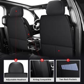 MIROZO 2PCS Front Silverado Seat Covers,Waterproof Truck Seat Covers Compatible with 2007-2025 Chevy Silverado GMC Sierra 1500 2500HD 3500HD Pickup Seat Cover (Black,2PCS Front)