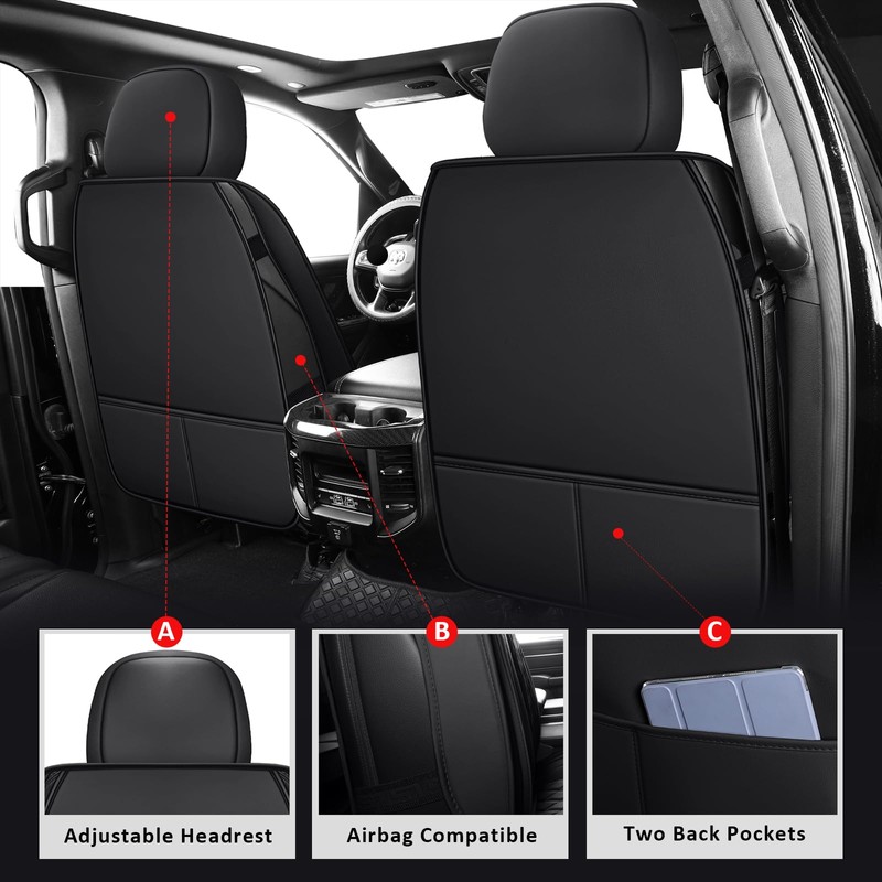 MIROZO 2PCS Front Silverado Seat Covers,Waterproof Truck Seat Covers Compatible