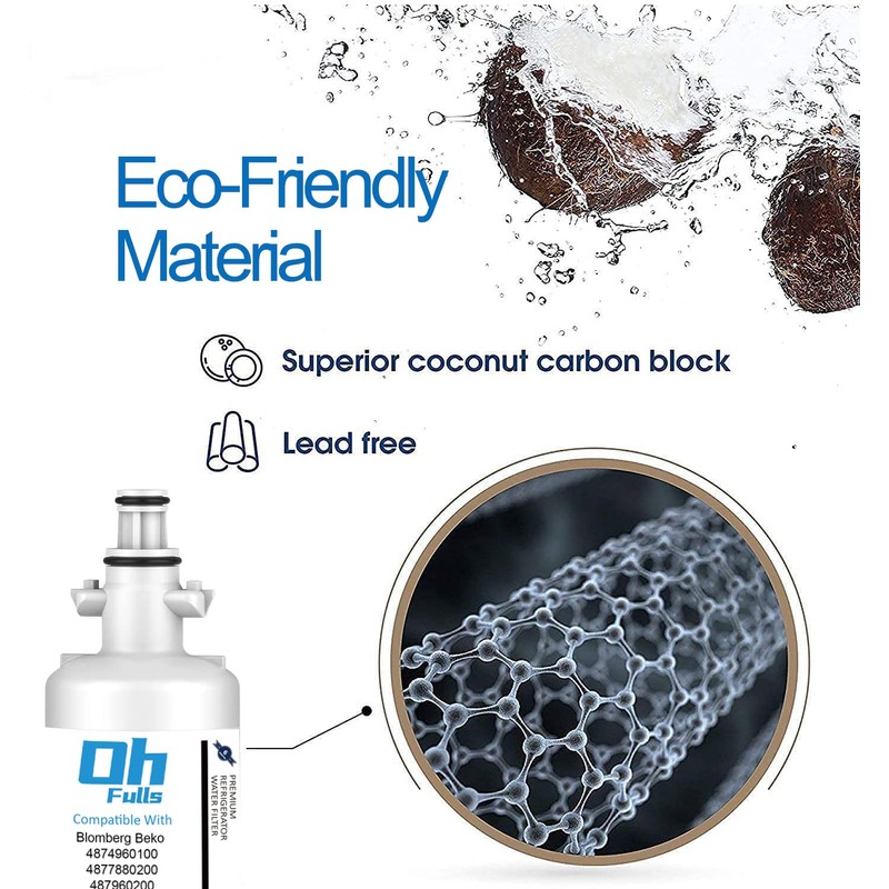 OHFULLS Fridge Freezer Water Filter Replacement for Blomberg Beko 4874960100