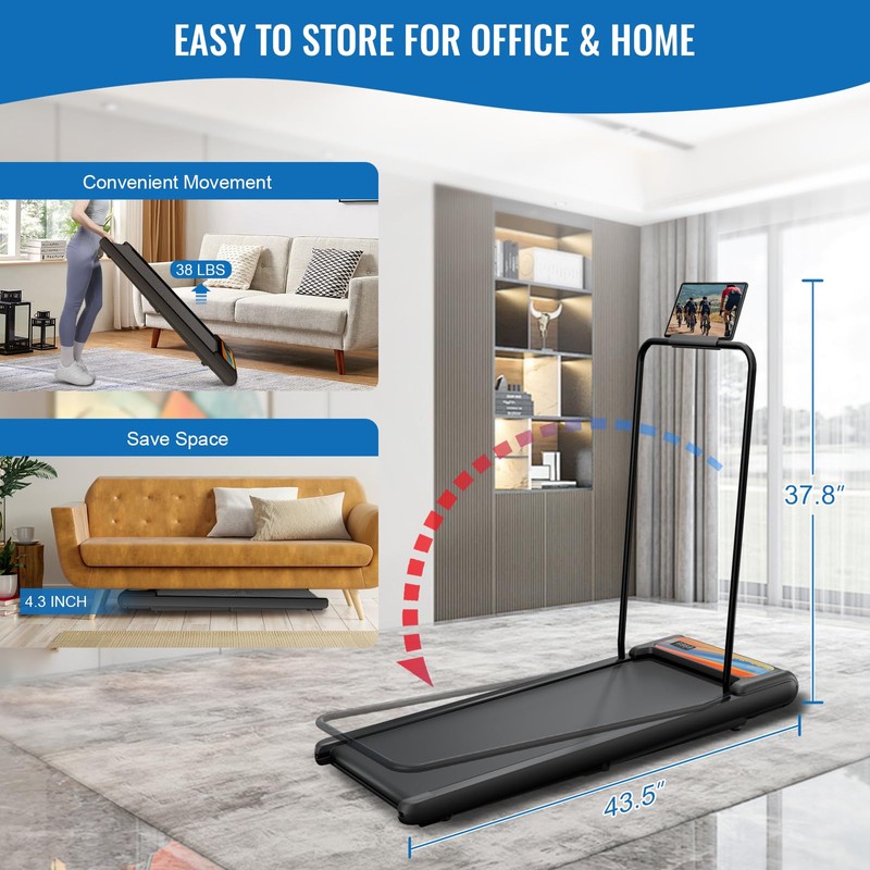 Treadmill with Handles, Folding Foldable Electric Treadmills for Home Small,