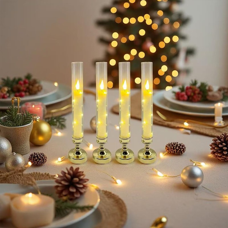4 Pcs Flameless Candle with Remote Timer, Flickering Battery Operated