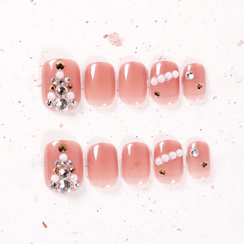 New Year's Nail 24 Piece Set Pink Temperament Take Photos,