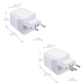 Ceptics Brazil Travel Plug Set - with 2 USB + USA Socket Input - Type C and Type N- Ultra Compact - Safe Grounded Perfect for Cell Phones, Laptops, Camera Chargers
