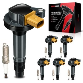 Torchbeam Set of 6 UF646 Ignition Coil Packs and Double Iridium Spark Plugs Compatible with Ford F-150 Transit-150 250 350 HD Flex Explorer Taurus Lincoln MKS MKT Navigator V6 3.5L Replaces DG547 CF95
