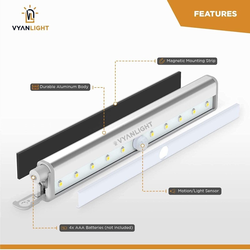 VYANLIGHT Under Cabinet Lighting – Motion Sensor Closet Lights, Battery