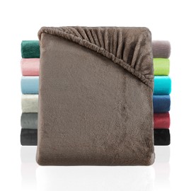 Cashmere Touch Fitted Sheet Similar to Nicky, Teddy, Corals Fleece, Children's Fitted Sheet, 70 x 140 cm, Taupe