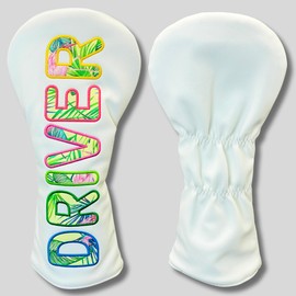 Golf Headcover Stylish Cool 【Lettering Lines】Aurora, Hologram Lettering, Driver Fairway Hybrid (UT), White, Waterproof, (For Flip (Sunny Island), Driver)