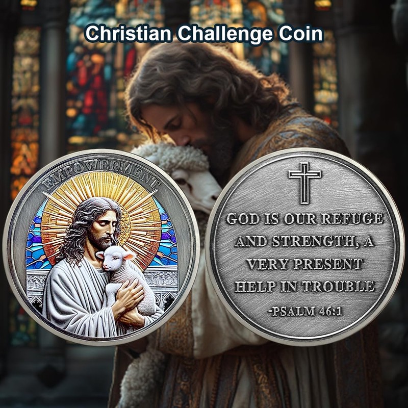 RYUKENLM Jesus Christian Challenge Coin-Empowerment Religious Token - Psalm 46:1