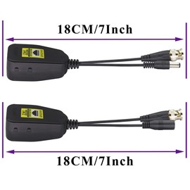 AAOTOKK Passive Video RJ45 to BNC Transceiver Transmitter HD CVI/TVI/AHD/CVBS, with DC power Connector,used for CCTV Security DVR Surveillance Camera System(18cm/2 Pairs)