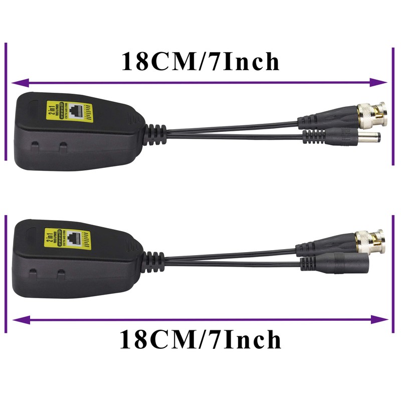 AAOTOKK Passive Video RJ45 to BNC Transceiver Transmitter HD CVI/TVI/AHD/CVBS,