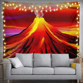 feelacle Volcano Eruption Tapestry 60" X 40" Wall Hanging Party Decorations Home Decor For Bedroom Living Room Dorm (150 X 100cm)