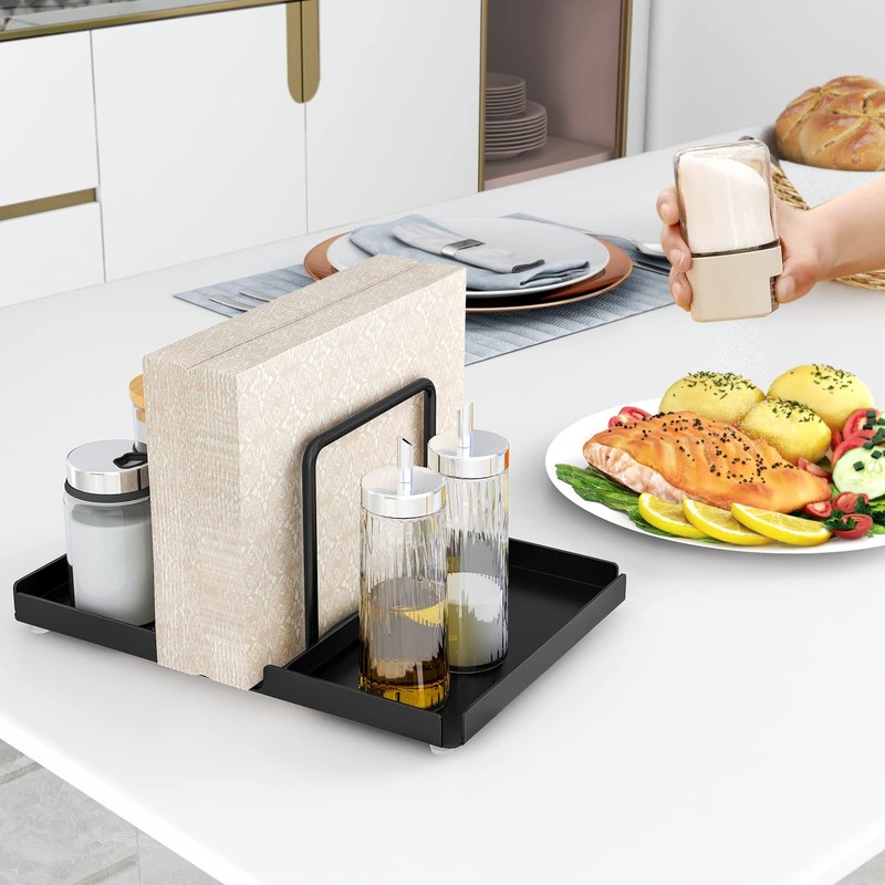 Napkin Holder for Table, Metal Napkin Holder with Salt and
