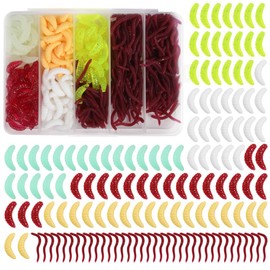 Vicloon Artificial Bait Worms Fish, 360 Pieces Artificial Maggot Baits, Fishing Set with Soft Plastic Worms, Soft Plastic Worms Fishing for Freshwater, Saltwater, Lake Trout, Ice Fishing