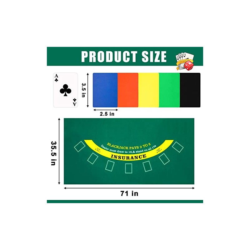 Aoriher Blackjack Game Combo Set, Include Blackjack Layout Felt,Shoe 6
