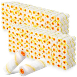 Leumoi 500 Pcs 4 Inch Paint Roller Mini Paint Roller Covers 1/2" Nap Microfiber Roller Covers Bulk, Small Paint Roller Home Repair Tools House Painting Supplies Household for Painting DIY (Yellow)