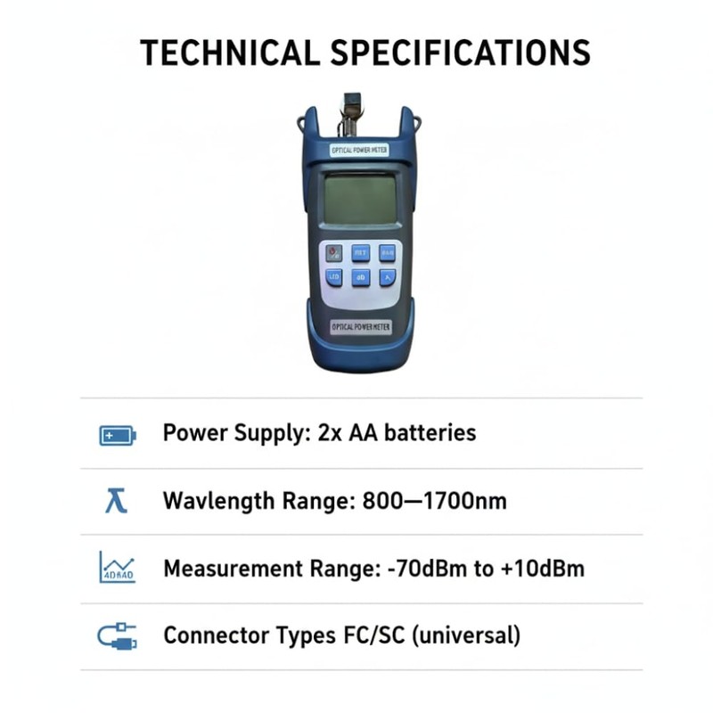 FIBAsource Optical Power Meter with Backlit LCD Display, FC/SC Connector,
