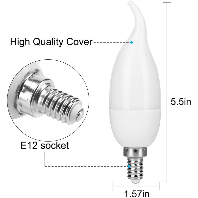 Venforze E12 Flame Bulbs 4 Pack, 3 Mode LED Candelabra