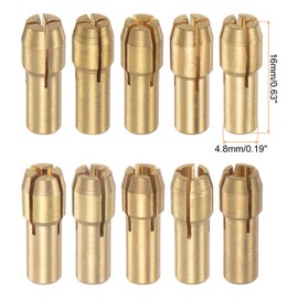 sourcing map 11pcs Brass Collet 0.5-3.2mm M8 Brass Drill Chucks Mini Electric Grinder Quick Change Drill Chuck Bit Sets for Rotary Tools, 4.8mm Shank Diameter