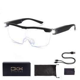 OKH 200% Bright LED Readers glasses lighted led magnifying eyewear strong magnifying glasses with light for close work reading