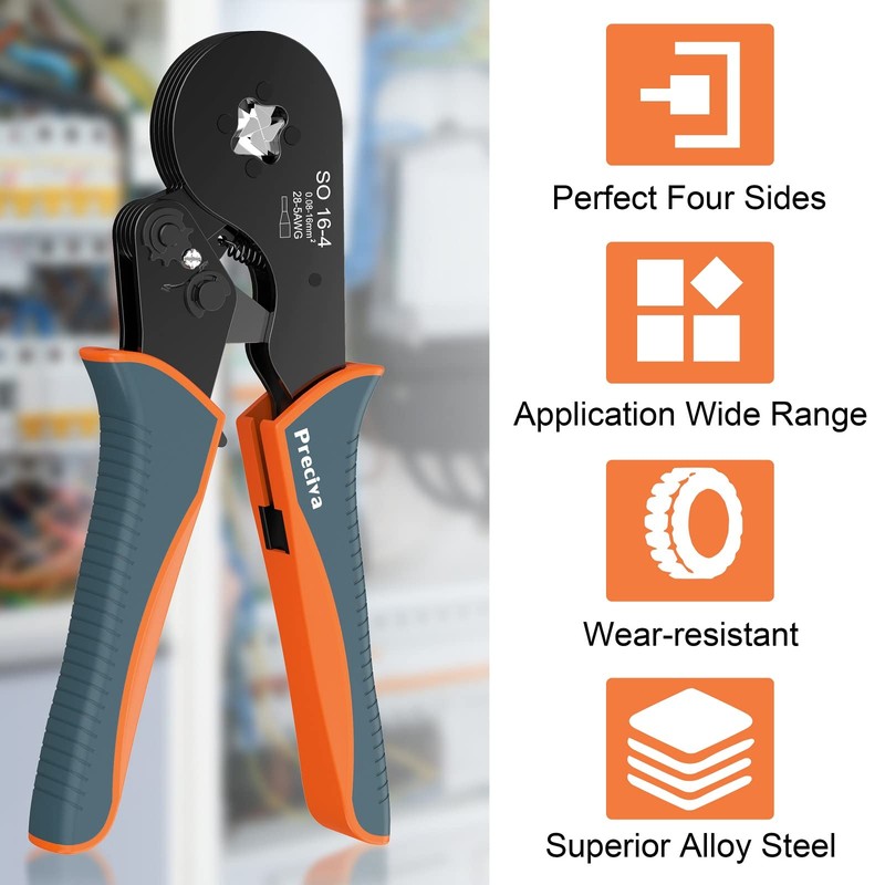 Wire Ferrule Crimping Tool, Preciva Square Jaw Wire Crimping Pliers