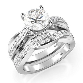 Metal Factory Sz 11 Sterling Silver 925 Round Brilliant Cut Cubic Zirconia CZ Engagement Ring
